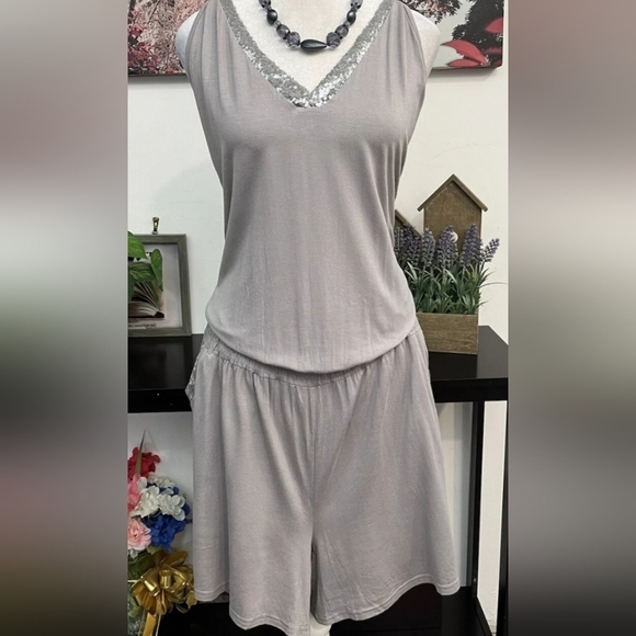 VENUS Pants - Venus Grey Sparkly Sequin Plus Size Romper - In NEW Condition!